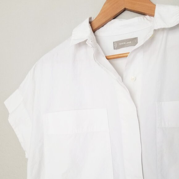 Everlane The Poplin Short-Sleeve Box Shirt Size S White 100%Cotton Relaxed Fit - Picture 14 of 16